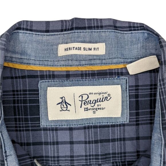 Original Penguin Men's Blue Button Up Long Sleeve Shirt SZ L - Picture 3 of 5